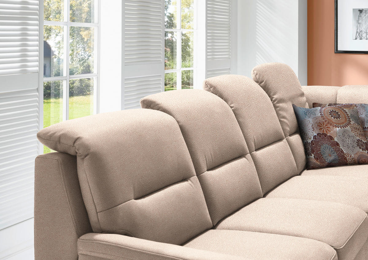 ECKSOFA in Mikrofaser Beige  - Beige/Schwarz, Konventionell, Holz/Textil (303/245cm) - Beldomo Comfort