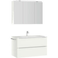 BADEZIMMER 3-teilig  in 101 cm  - Edelstahlfarben/Weiß, MODERN, Holzwerkstoff/Stein (101cm) - Nobilia