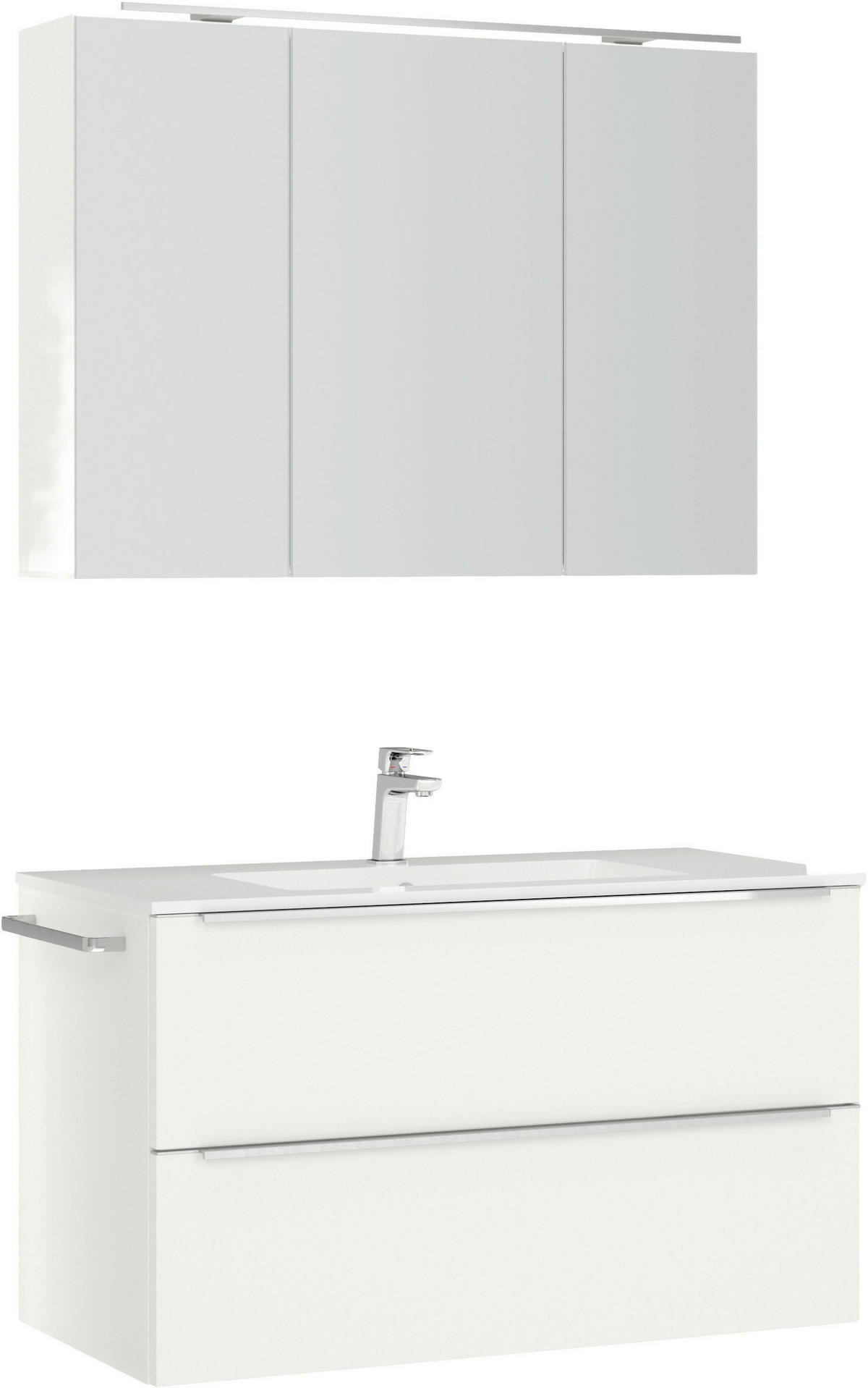 BADEZIMMER 3-teilig  in 101 cm  - Edelstahlfarben/Weiß, MODERN, Holzwerkstoff/Stein (101cm) - Nobilia