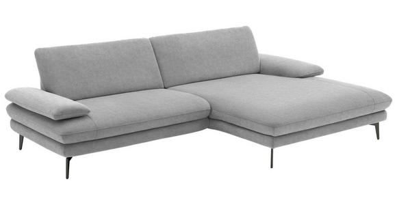 ECKSOFA in Velours Hellgrau 284/184 cm - Hellgrau/Schwarz, Design, Textil/Metall (284/184cm) - Dieter Knoll