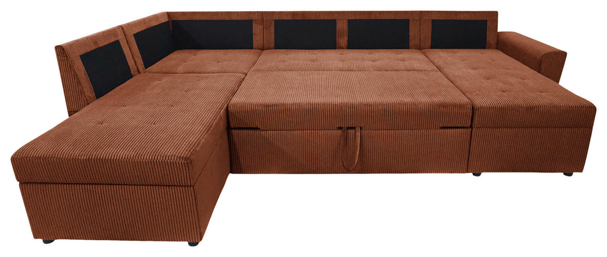 WOHNLANDSCHAFT TERMOLI Rostfarben Cord  - Rostfarben/Schwarz, Design, Kunststoff/Textil (212/297/155cm) - MID.YOU