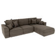 ECKSOFA Taupe Cord  - Taupe/Chromfarben, KONVENTIONELL, Kunststoff/Textil (293/195cm) - Carryhome