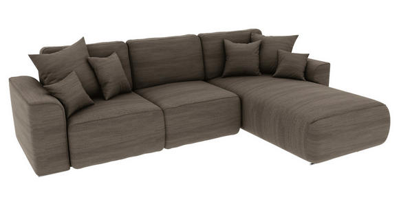 ECKSOFA Taupe Cord  - Taupe/Chromfarben, KONVENTIONELL, Kunststoff/Textil (293/195cm) - Carryhome