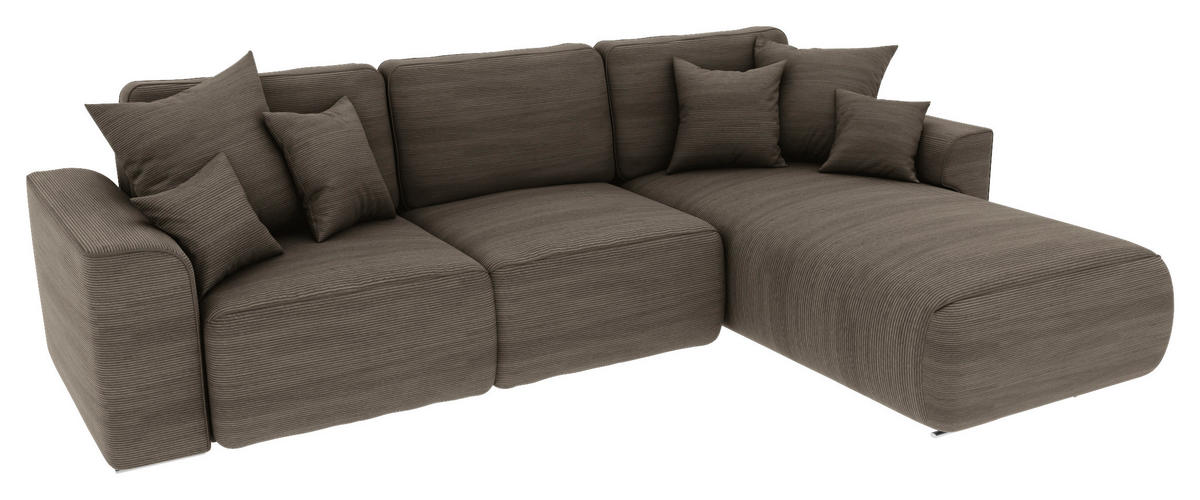 ECKSOFA in Cord Taupe  - Taupe/Chromfarben, Konventionell, Kunststoff/Textil (293/195cm) - MID.YOU