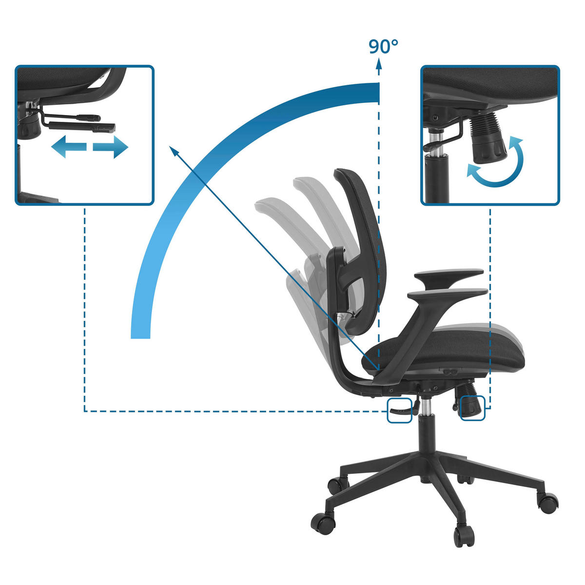DREHSTUHL  in Flachgewebe Schwarz  - Schwarz, MODERN, Kunststoff/Textil (68/114/63cm) - MID.YOU