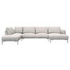 WOHNLANDSCHAFT Hellgrau Webstoff, Flachgewebe  - Hellgrau/Schwarz, Design, Textil/Metall (206/376/148cm) - Livetastic