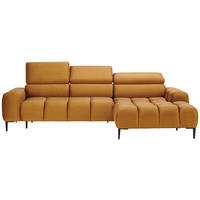 ECKSOFA Currygelb Webstoff  - Currygelb/Schwarz, Design, Textil/Metall (270/177cm) - Welnova