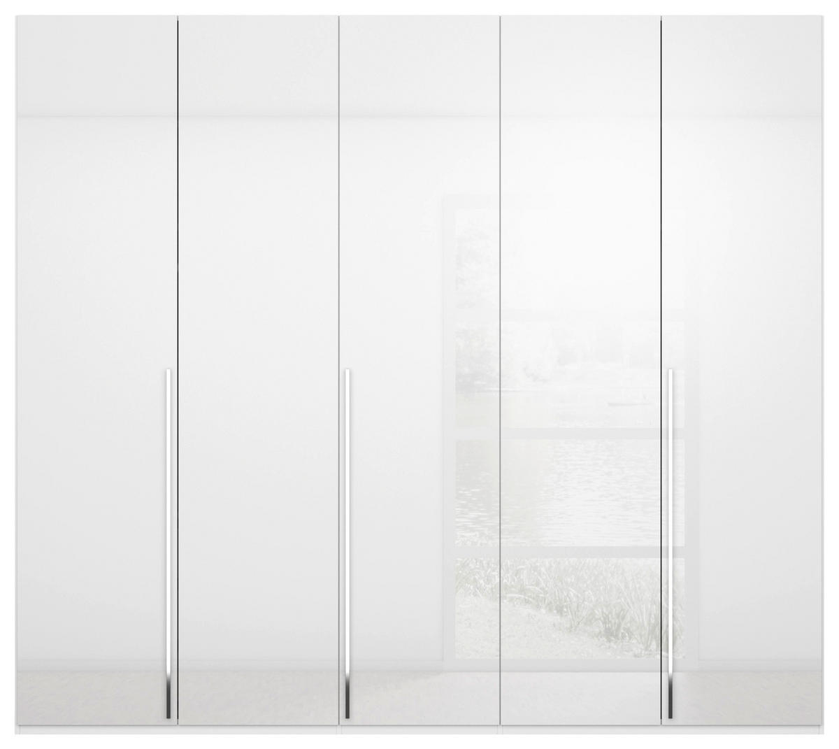 DREHTÜRENSCHRANK in Weiss, Weiss Hochglanz  - Weiss Hochglanz/Chromfarben, Design, Holzwerkstoff/Metall (251/223/60cm) - home24