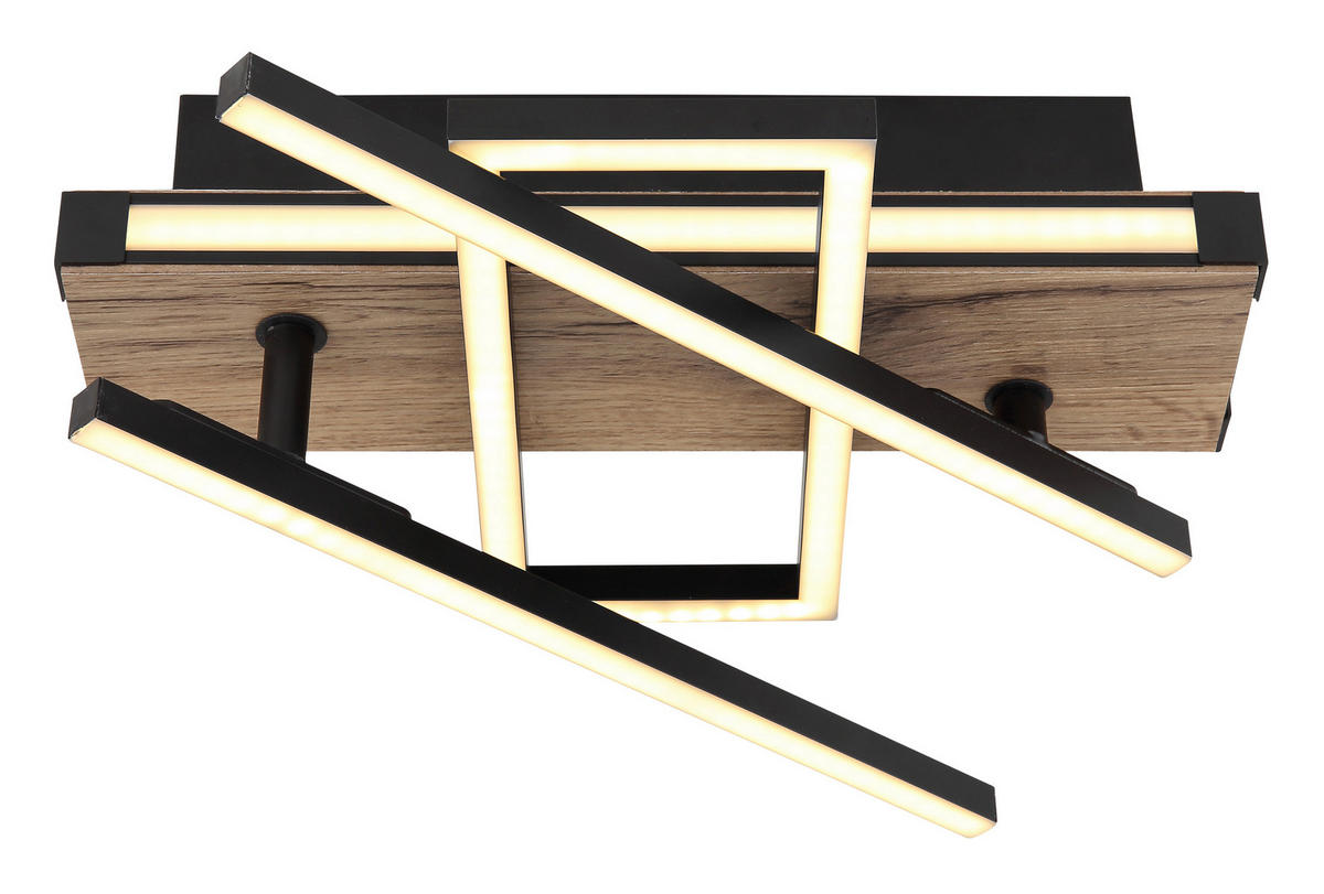 LED-DECKENLEUCHTE   - Dunkelbraun/Opal, Design, Holzwerkstoff/Kunststoff (68/46/12cm) - Globo