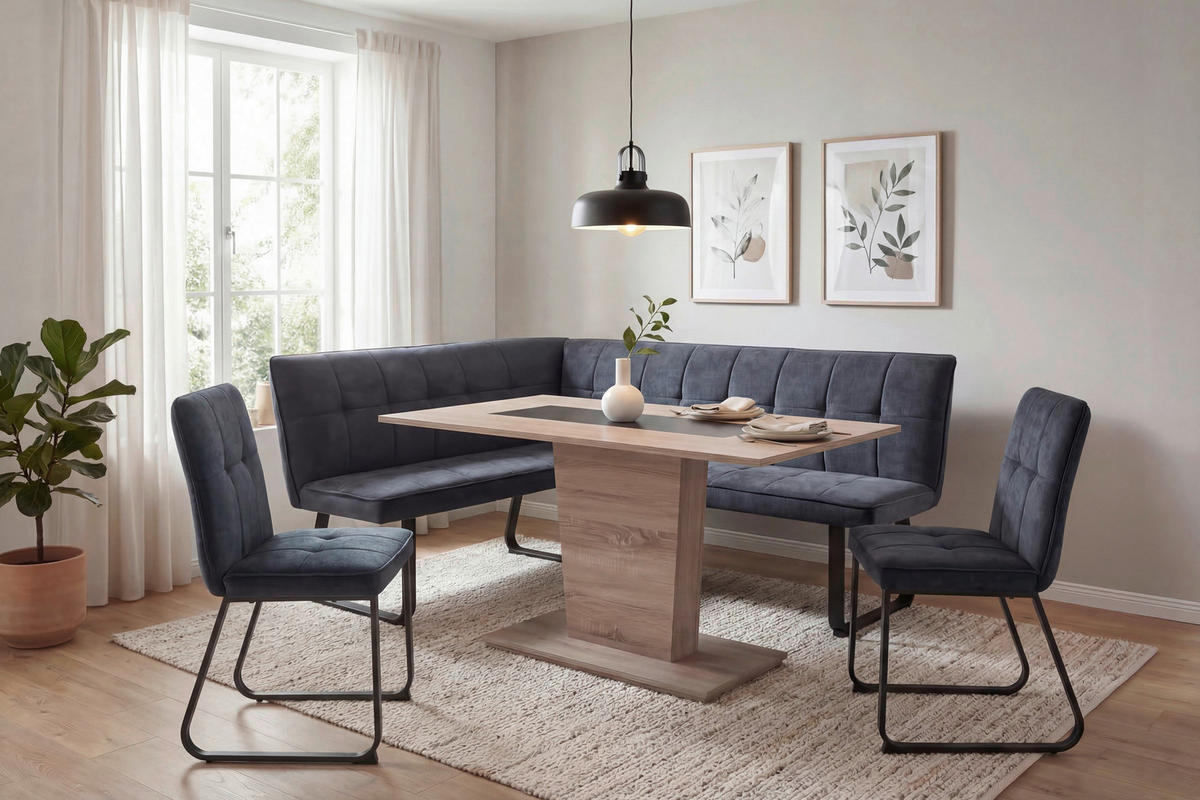 ECKBANK 128/168 cm  in Dunkelgrau  - Dunkelgrau/Schwarz, MODERN, Textil/Metall (128/168cm) - MID.YOU