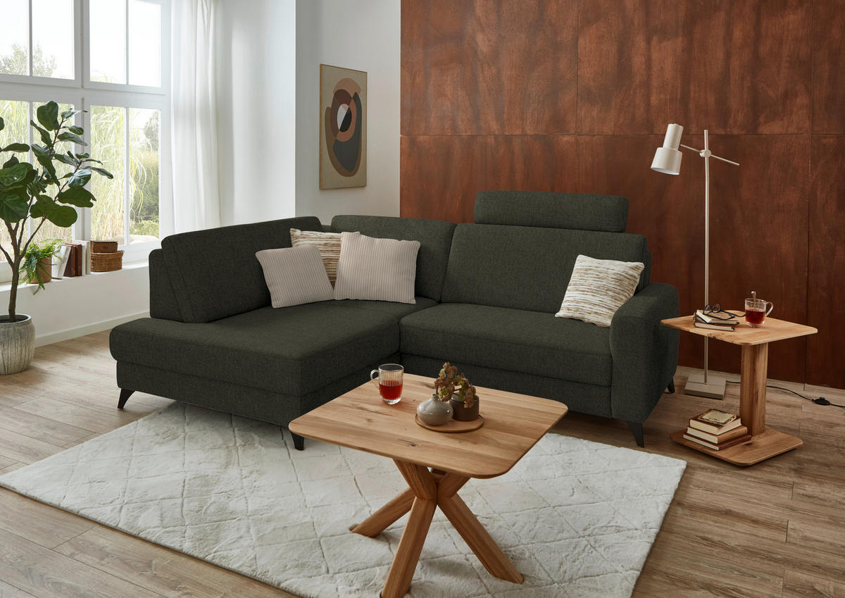 ECKSOFA  Chenille Dunkelgrün  - Dunkelgrün/Schwarz, Design, Textil/Metall (182/239cm) - Beldomo Comfort