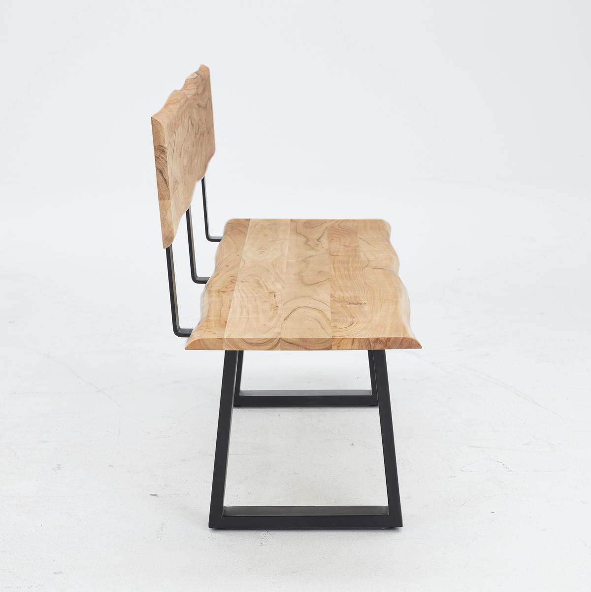 SITZBANK in Holz, Metall Schwarz, Akaziefarben  - Schwarz/Akaziefarben, Natur, Holz/Metall (180/85/50cm) - Livetastic