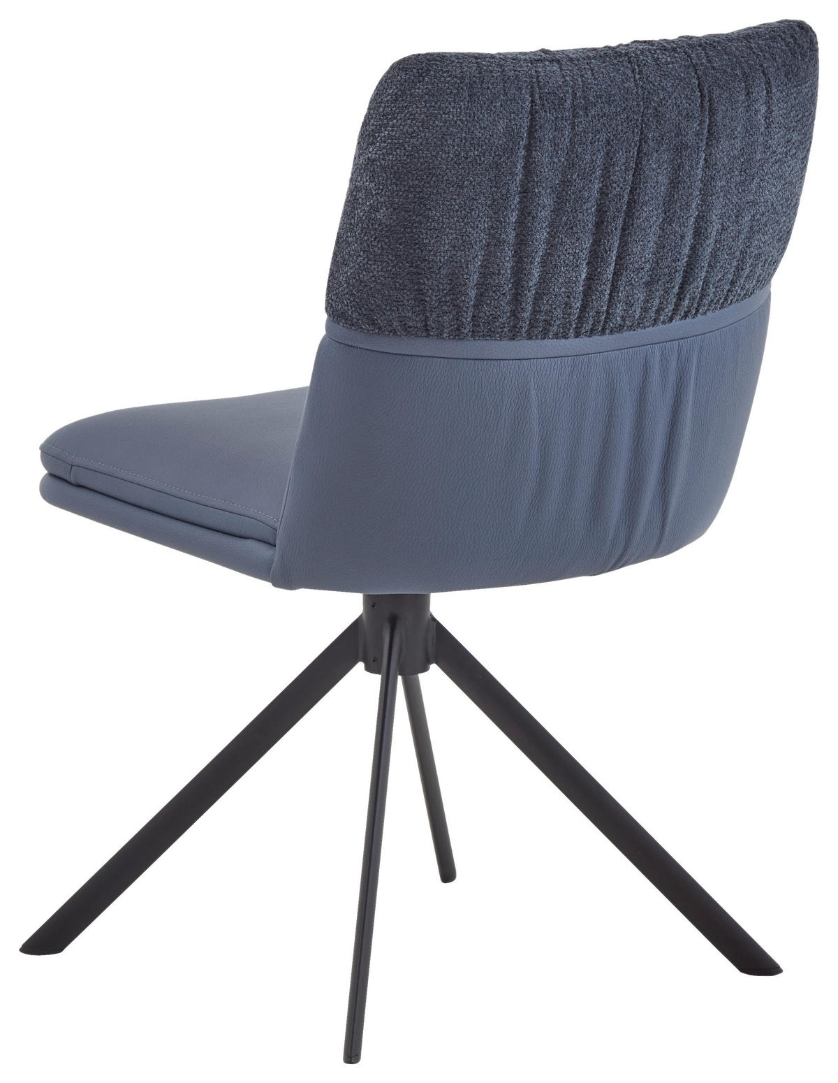 STUHL  Beinauswahl, Stoffauswahl, Sitzfläche 360° drehbar, automatische Rückholfunktion Chenille, Mikrofaser  - Blau/Schwarz, Design, Textil/Metall (49/86/63cm) - Valdera