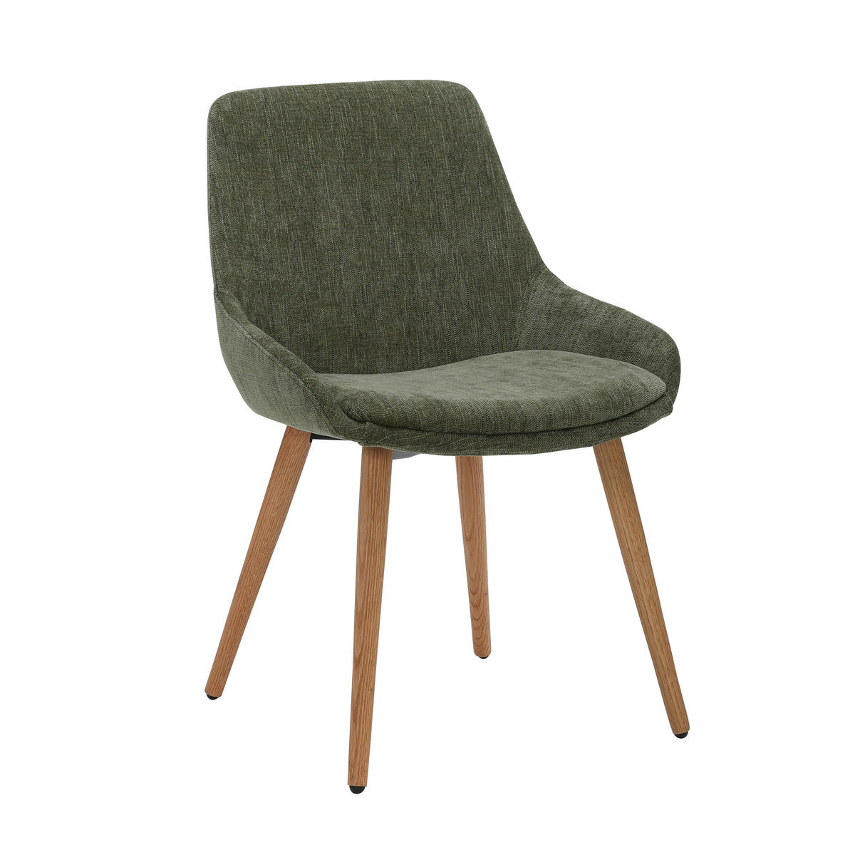 STUHL   Chenille  - Naturfarben/Grün, Modern, Holz/Textil (52/81/56,5cm) - home24