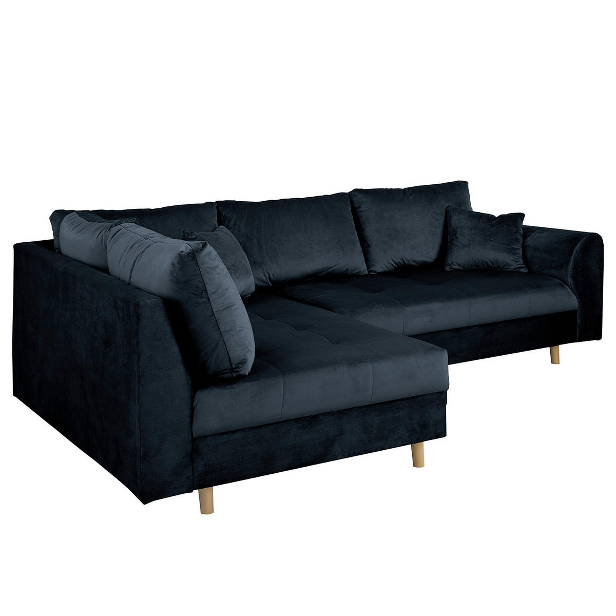 ECKSOFA Ariella in Samt Dunkelblau  161/231 cm  - Naturfarben/Dunkelblau, Design, Holz/Textil (161/231cm) - Livetastic