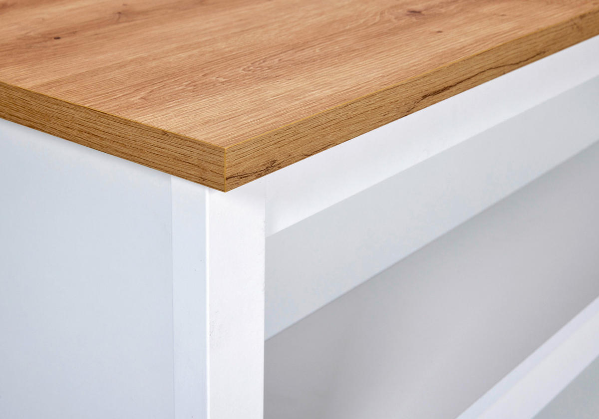 KÜCHENINSEL   in Weiß, Eiche Artisan  - Silberfarben/Weiß, MODERN, Holzwerkstoff/Metall (124/91/75cm) - home24