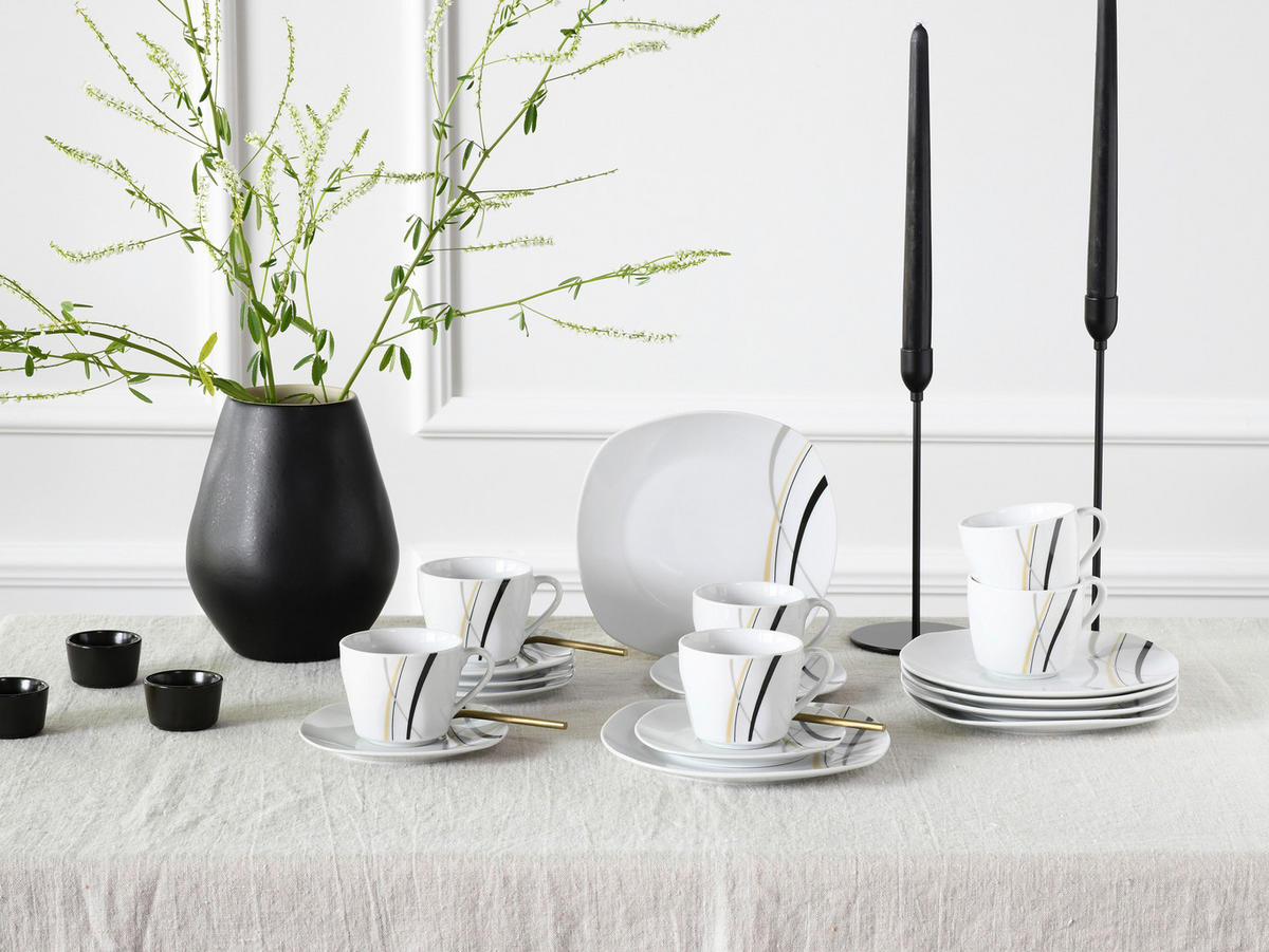 KAFFEESERVICE Square City Line 18-teilig  - Weiß, Trend, Keramik - Creatable