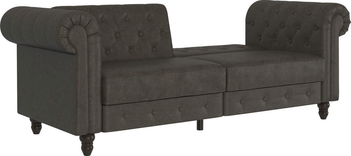 SCHLAFSOFA FIRENZE in Mikrofaser Anthrazit Vintage, Skandinavisch, Modern  - Anthrazit/Schwarz, Basics, Holz/Textil (236/83/87cm) - Livetastic