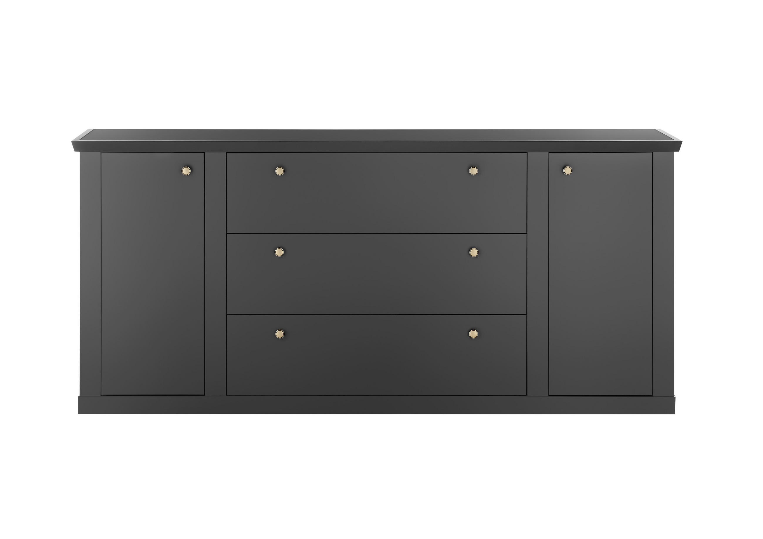Mid.you Sideboard Schwarz, Eiche 205x92x42 cm