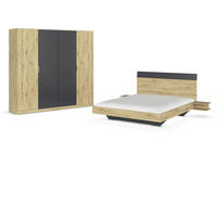 SCHLAFZIMMER Dunkelgrau, Eiche Artisan  - Dunkelgrau/Eiche Artisan, Design, Holzwerkstoff (180/200cm) - Rauch Möbel