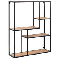 POLICA ZIDNA crna, boje hrasta  metal, drvni materijal  - boje hrasta/crna, Trend, drvni materijal/metal (75/91/20cm) - Carryhome