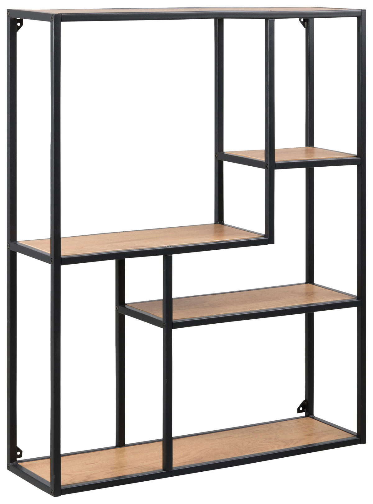 POLICA ZIDNA crna, boje hrasta  metal, drvni materijal  - boje hrasta/crna, Trend, drvni materijal/metal (75/91/20cm) - Carryhome