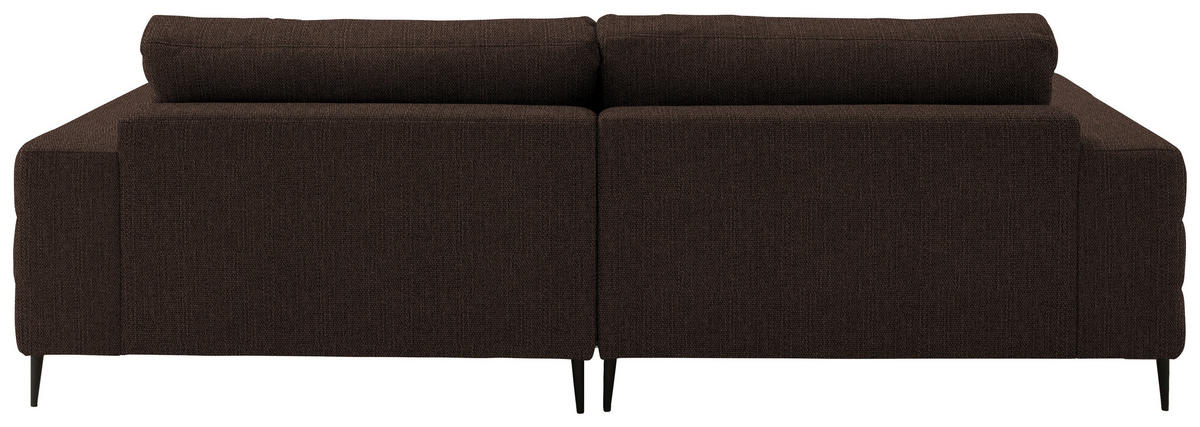 ECKSOFA in Flachgewebe Dunkelbraun  - Dunkelbraun/Schwarz, Design, Textil/Metall (253/177cm) - Dieter Knoll