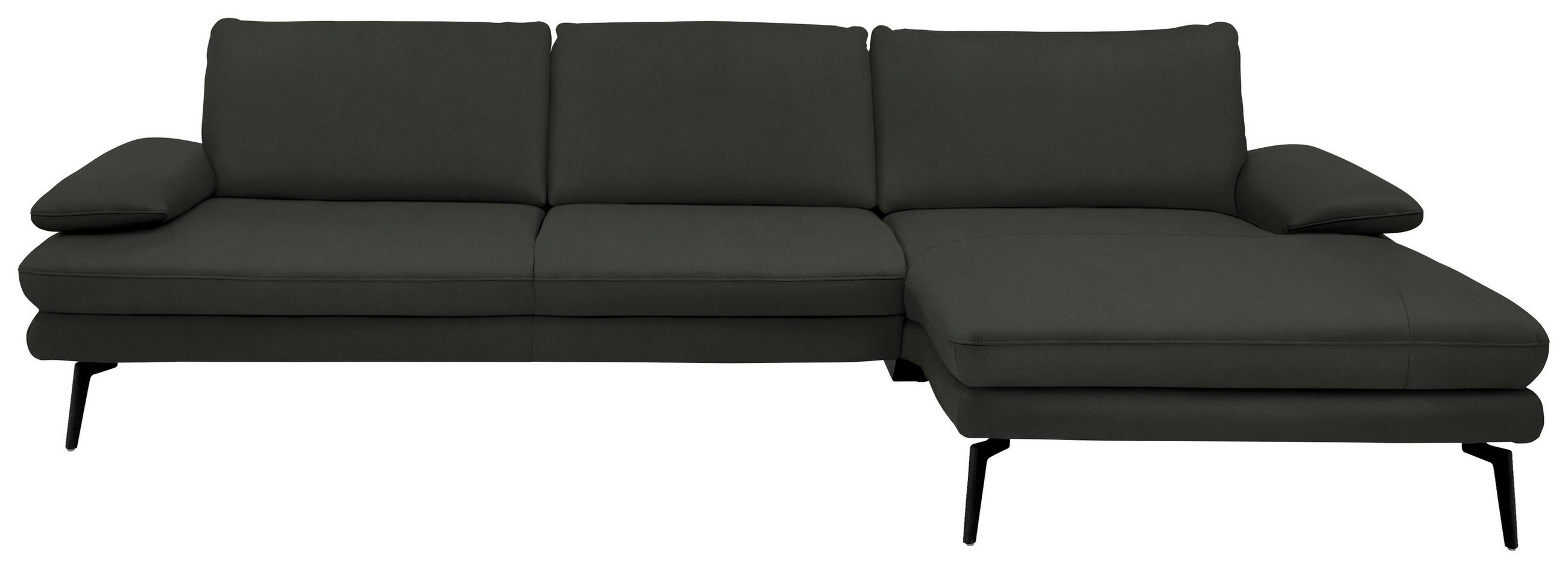 ECKSOFA in Echtleder Dunkelgrün  - Dunkelgrün/Schwarz, Design, Leder/Metall (310/180cm) - Dieter Knoll