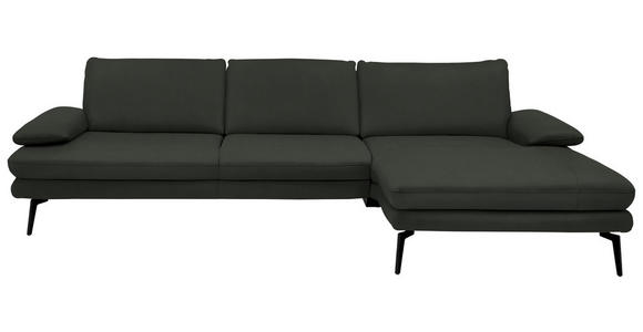 ECKSOFA in Echtleder Dunkelgrün 310/180 cm - Dunkelgrün/Schwarz, Design, Leder/Metall (310/180cm) - Dieter Knoll