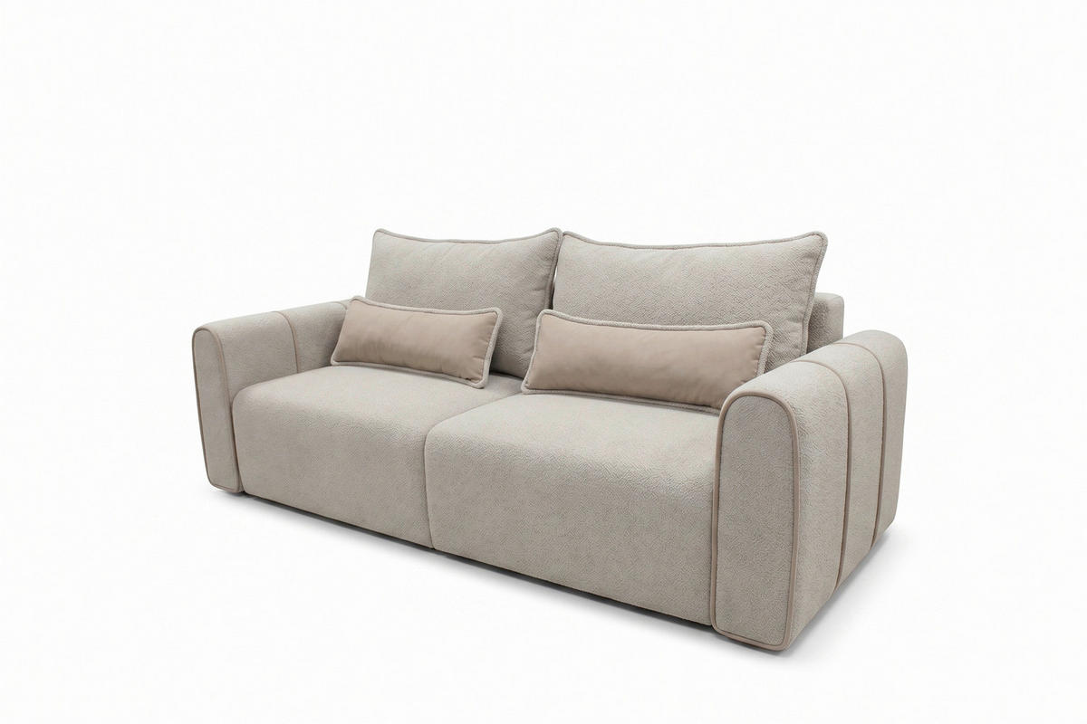SCHLAFSOFA KIARA Bouclé Taupe  inkl.  - Taupe/Schwarz, Design, Kunststoff/Textil (235/100/100cm) - MID.YOU