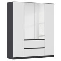 DREHTÜRENSCHRANK 181/210/54 cm,  in Grau, Silberfarben, Weiß, 4-türig  - Silberfarben/Weiß, Basics, Holzwerkstoff (181/210/54cm) - Rauch Möbel