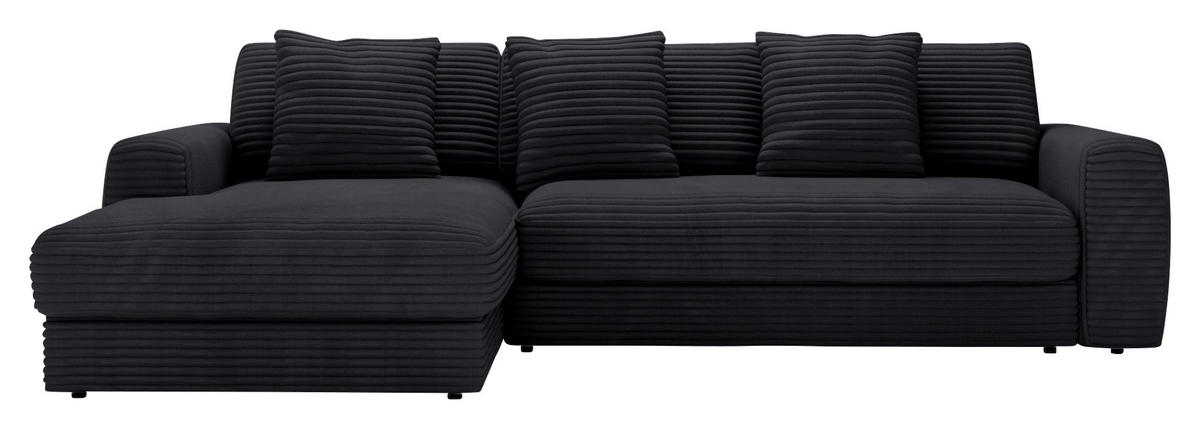 ECKSOFA Cord Schwarz  - Schwarz, Modern, Kunststoff/Textil (182/302cm) - Carryhome