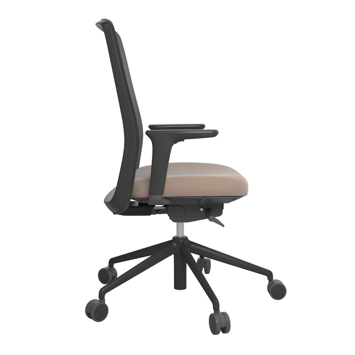 DREHSTUHL Lederlook Schwarz, Cappuccino  - Schwarz/Cappuccino, MODERN, Kunststoff/Textil (70/103-115/70cm)