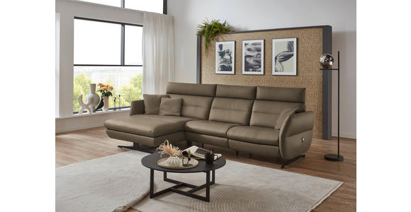 ECKSOFA in Echtleder Hellbraun 169/298 cm - Hellbraun/Schwarz, Design, Leder/Metall (169/298cm) - Dieter Knoll