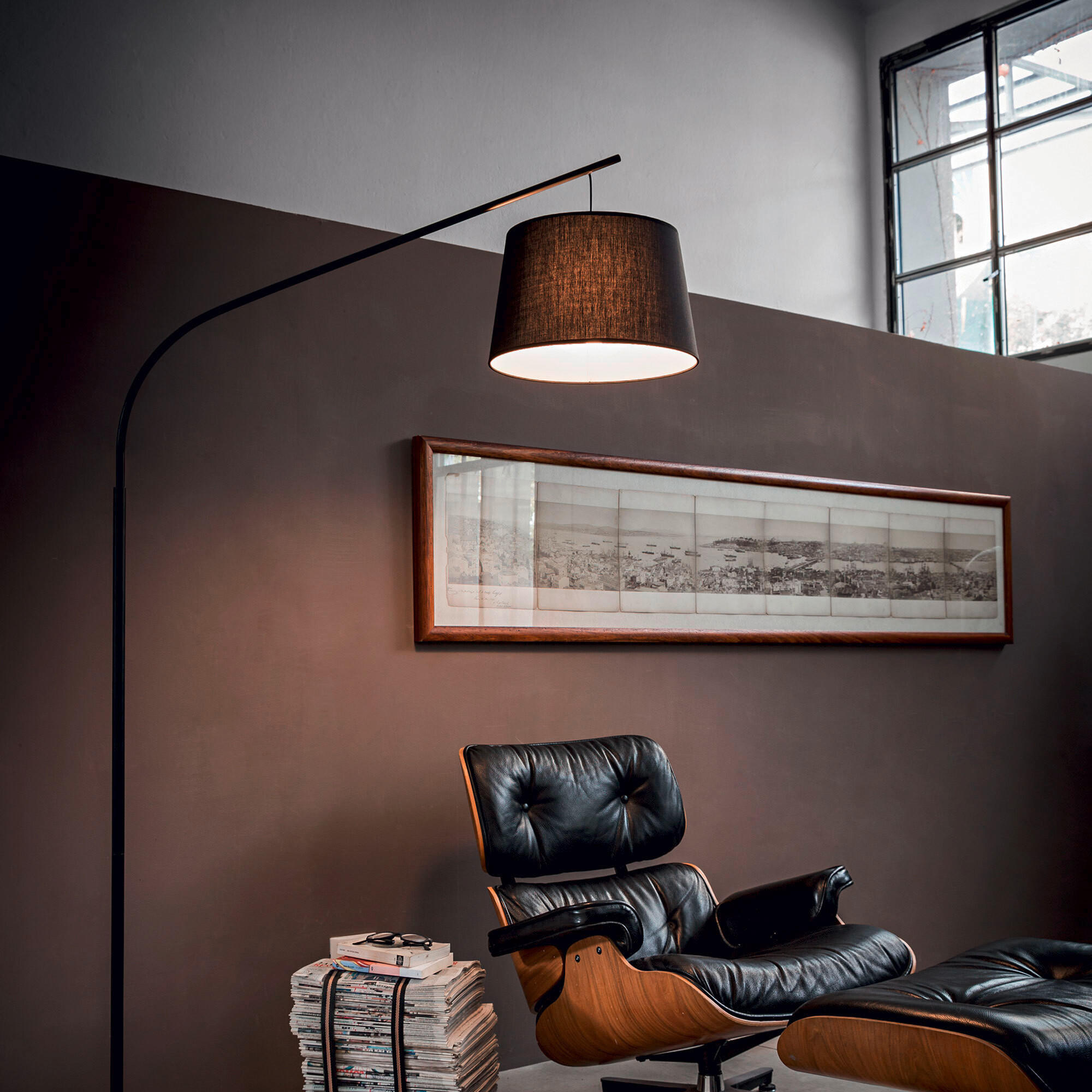 BOGENLEUCHTE 118/40/197 cm    - Schwarz, KONVENTIONELL, Textil/Metall (118/40/197cm) - Ideal Lux