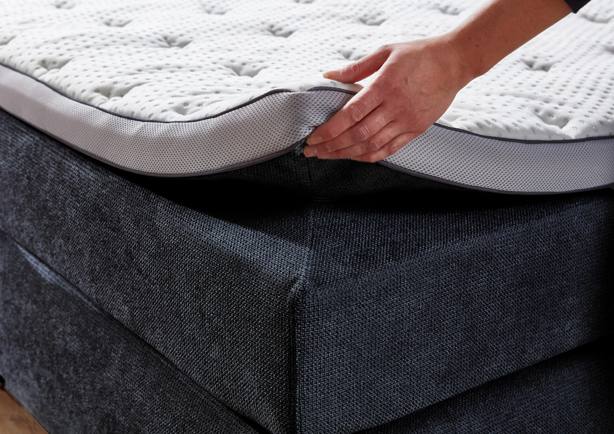 BOXSPRINGBETT 160/200 cm  Blau  - Blau/Schwarz, Konventionell, Kunststoff/Textil (160/200cm) - Carryhome