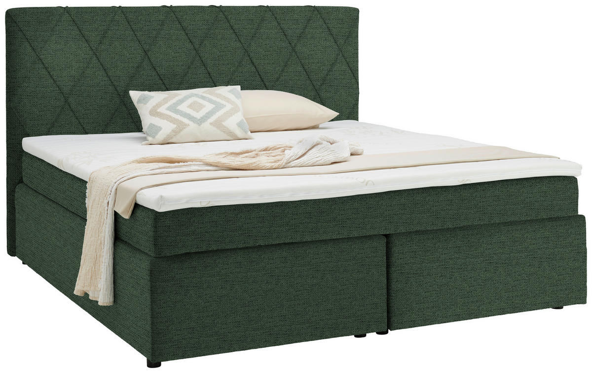 BOXSPRINGBETT 180/200 cm  in Grün  - Schwarz/Grün, Design, Kunststoff/Textil (180/200cm) - Xora