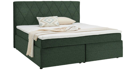 BOXSPRINGBETT 180/200 cm in Grün - Schwarz/Grün, Design, Kunststoff/Textil (180/200cm) - Xora