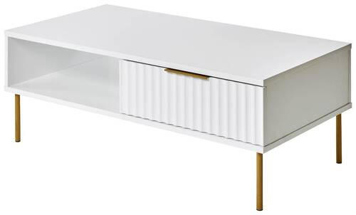 COUCHTISCH 108/55/39 cm rechteckig Weiß, Goldfarben  - Goldfarben/Weiß, MODERN, Holzwerkstoff/Metall (108/55/39cm) - Livetastic