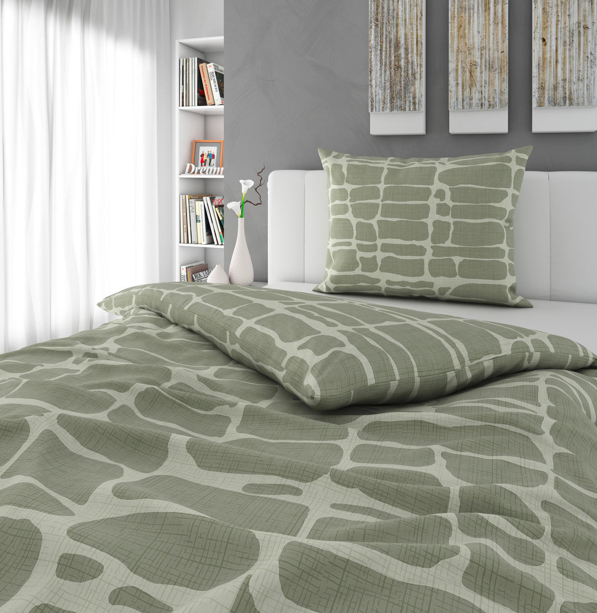 POSTELJNINA CREST 140/200 cm renforcé zelena  - zelena, Konvencionalno, tekstil (140/200cm) - Esposa