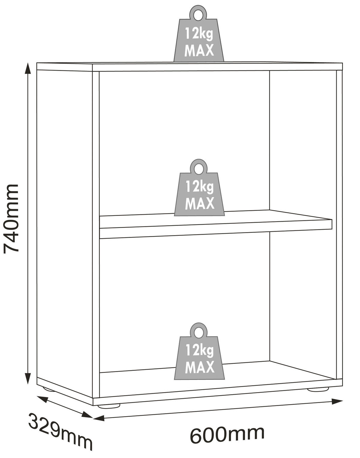 IRATTARTÓ POLC - fekete/méztölgy színű, Design, műanyag/faalapú anyag (60/74/33cm) - P & B