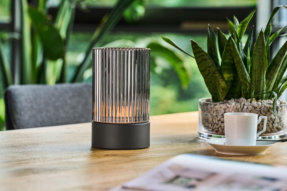 AKKU-TISCHLEUCHTE Ariva Pro 12/20 cm  - Grau, Design, Glas/Metall (12/20cm)