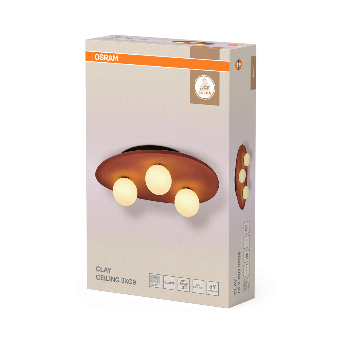 DECKENLEUCHTE    50/38,5/15,5 cm  - Braun, Basics, Glas/Keramik (50/38,5/15,5cm) - Osram