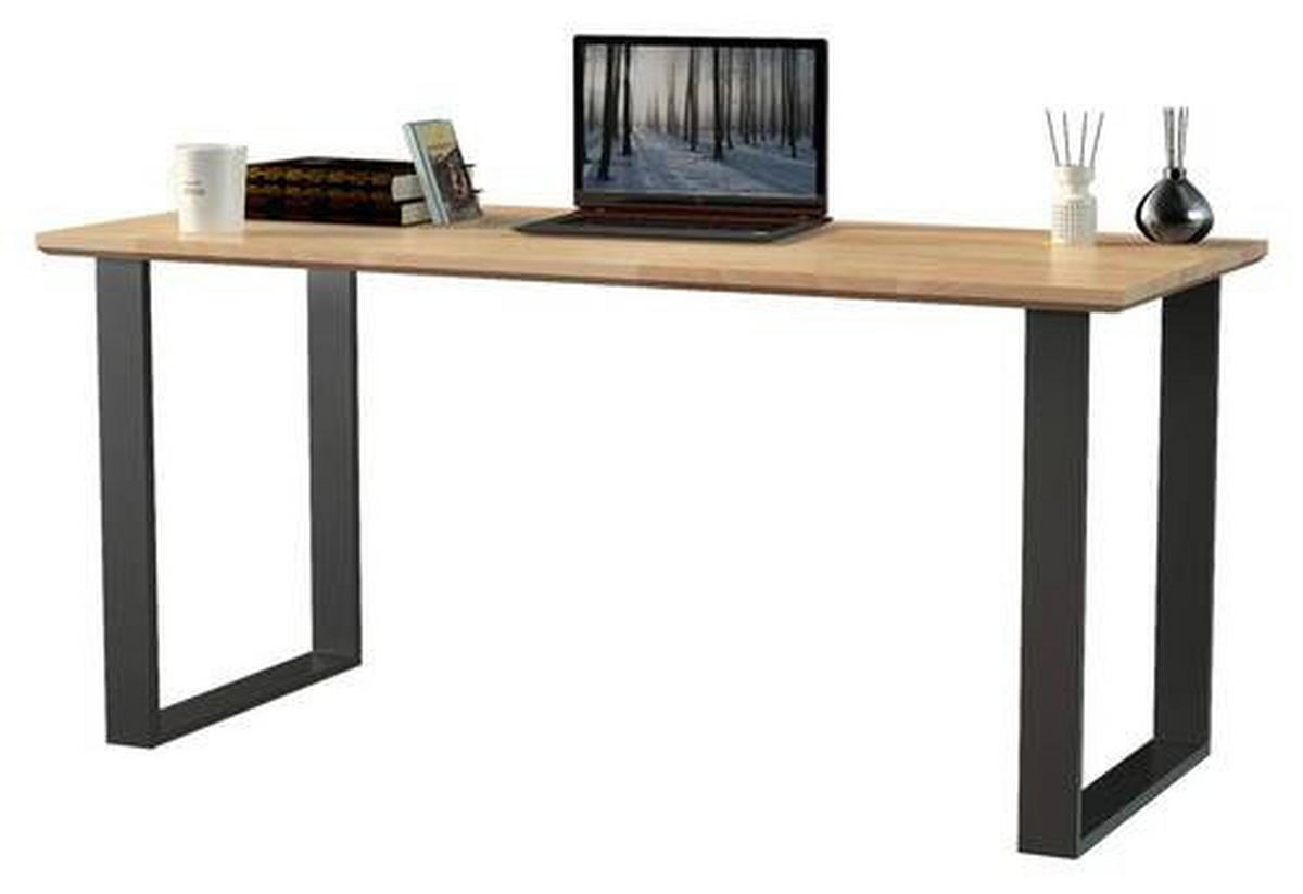 SCHREIBTISCH 160/65/75 cm  in Buchefarben  - Anthrazit/Buchefarben, Natur, Holz/Metall (160/65/75cm) - Linea Natura