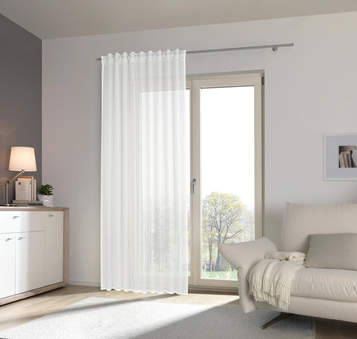 HOTELLGARDIN  halvtransparent  140/300 cm   - vit, Basics, textil (140/300cm) - Esposa