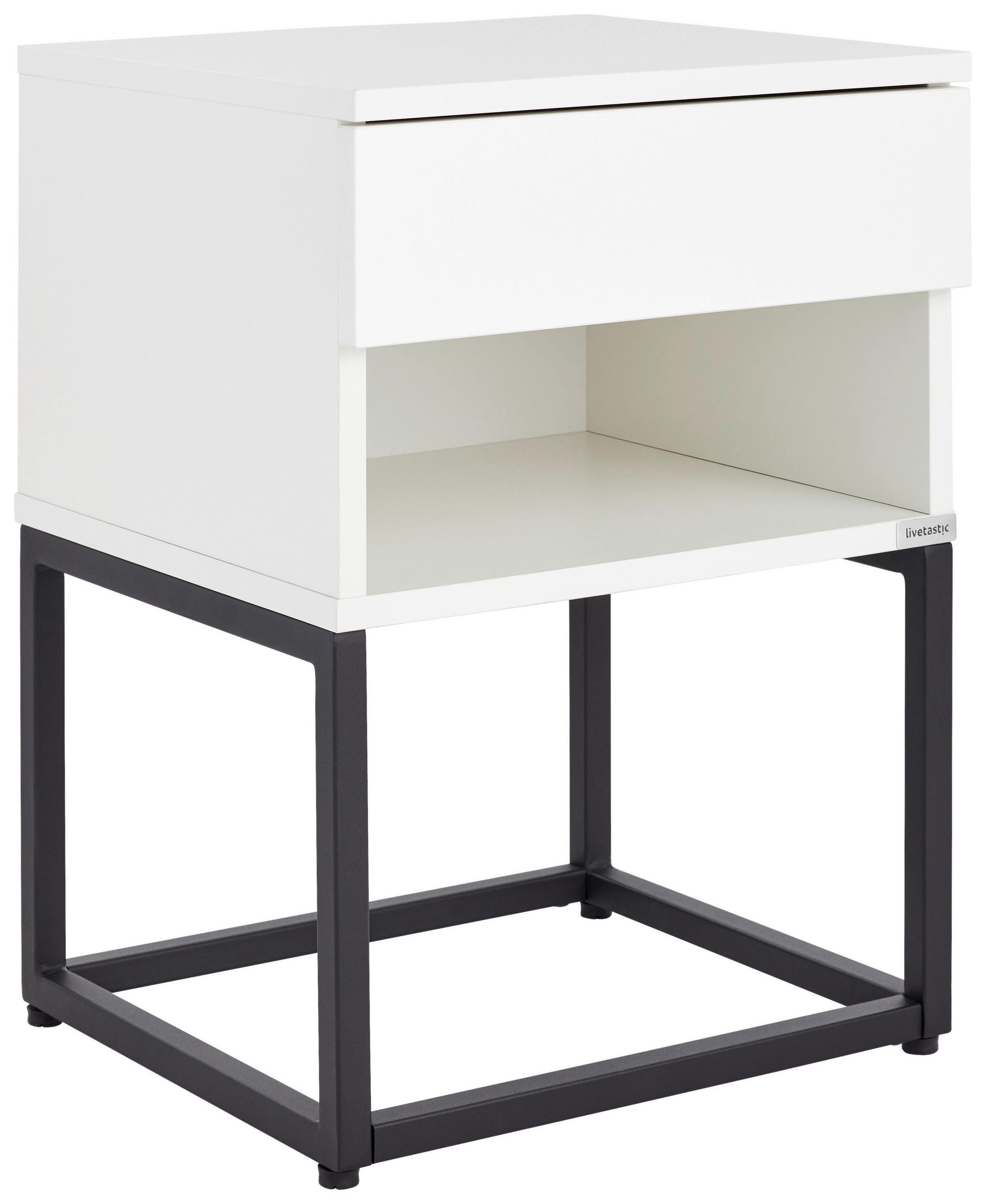 NACHTSCHRANK 40/55/35 cm  - Schwarz/Weiß, MODERN, Holzwerkstoff/Metall (40/55/35cm) - Livetastic