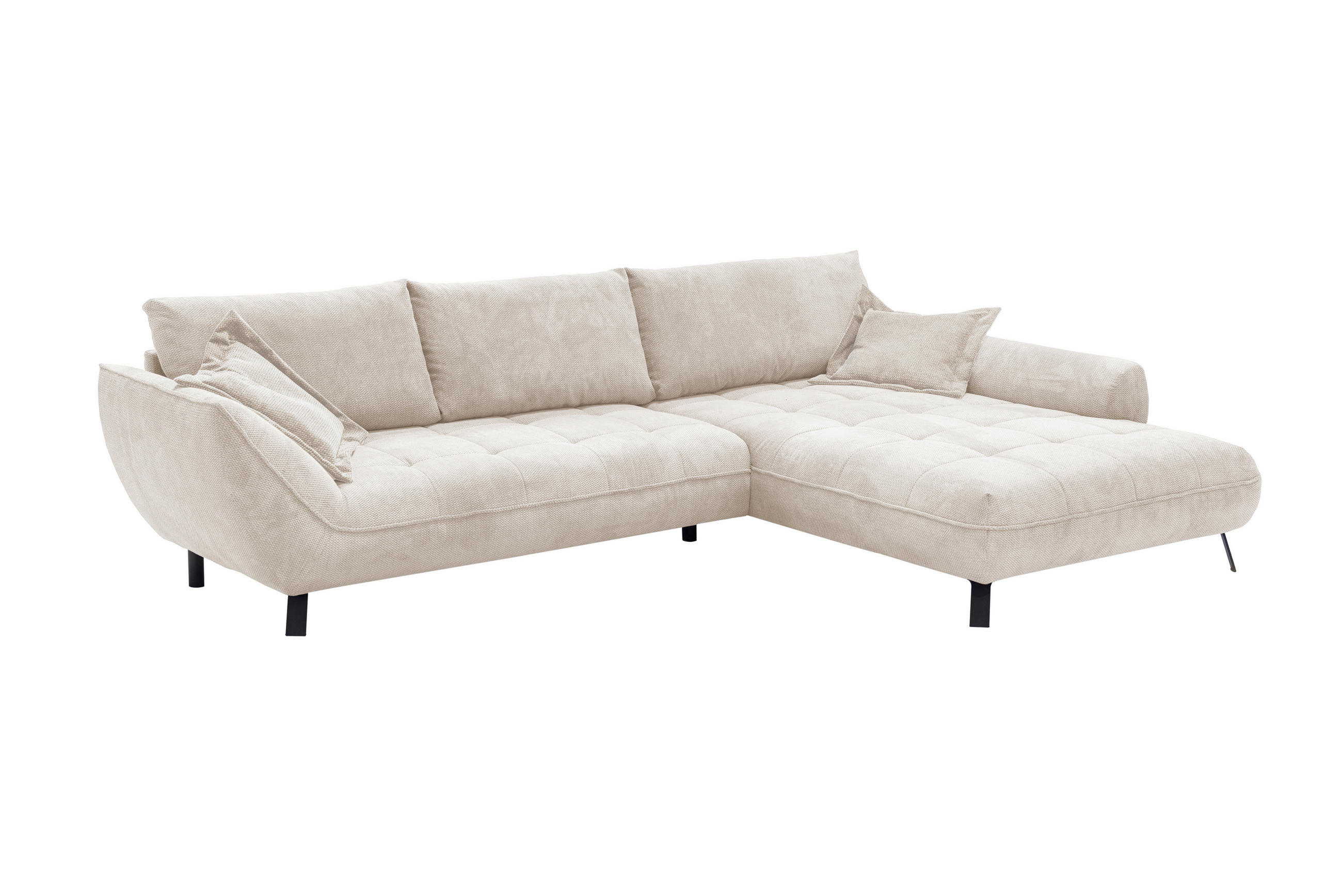 ECKSOFA in Struktur Beige  - Beige/Schwarz, Design, Textil/Metall (324/205cm) - Livetastic