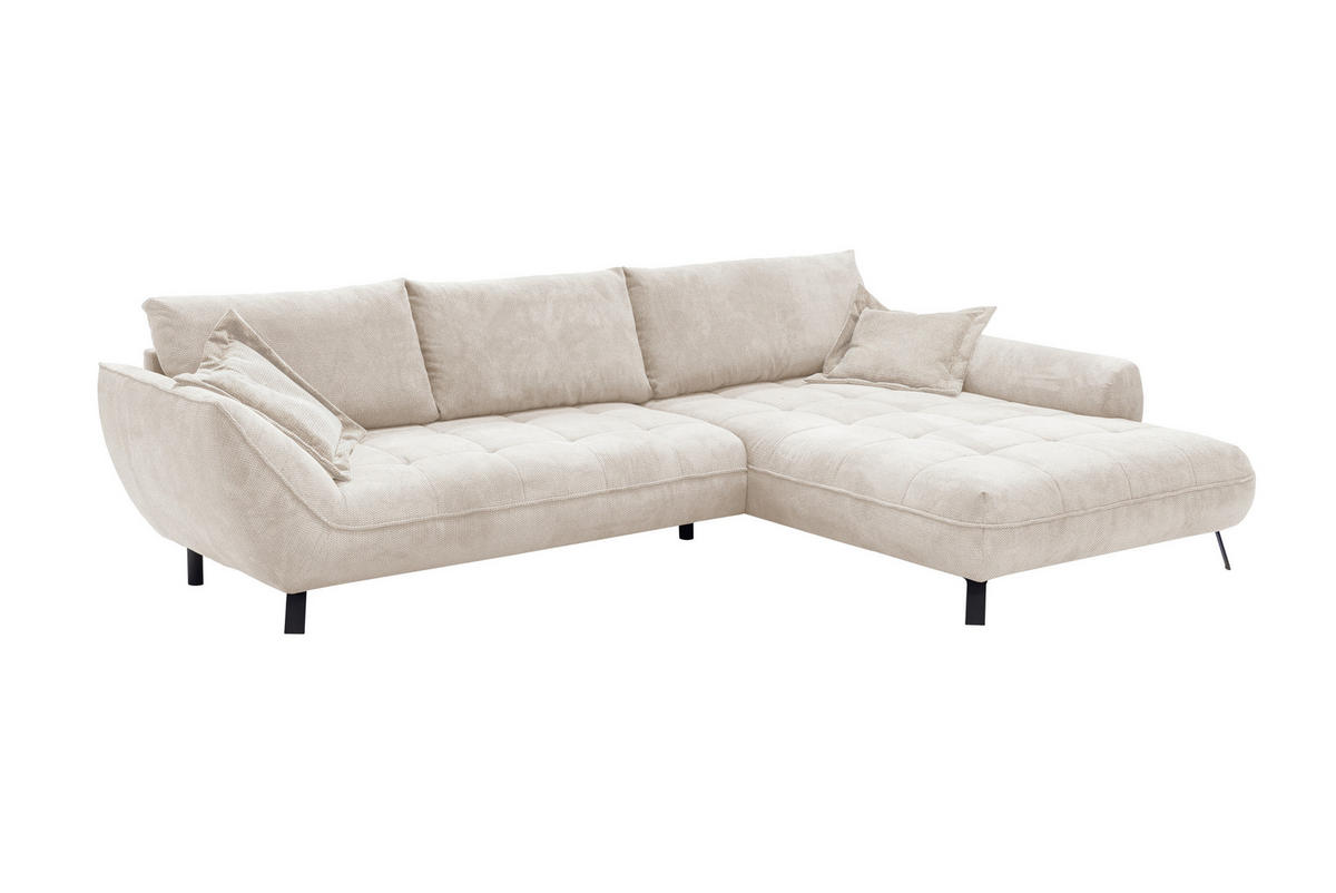 ECKSOFA in Struktur Beige  - Beige/Schwarz, Design, Textil/Metall (324/205cm) - Livetastic