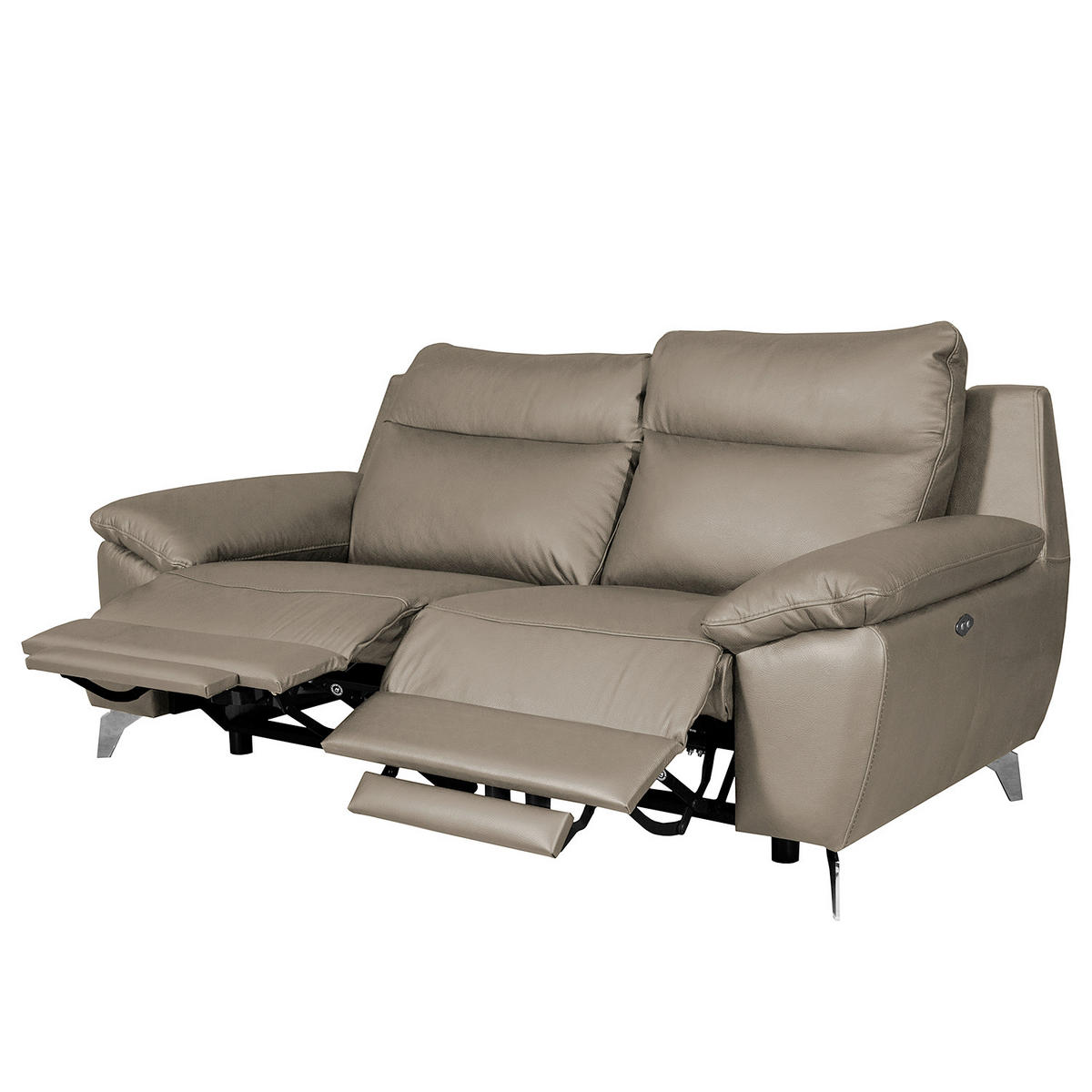 2-SITZER-SOFA 178/95/96 cm PERLE in Echtleder Taupe   - Taupe/Chromfarben, Design, Leder/Metall (178/95/96cm) - Livetastic