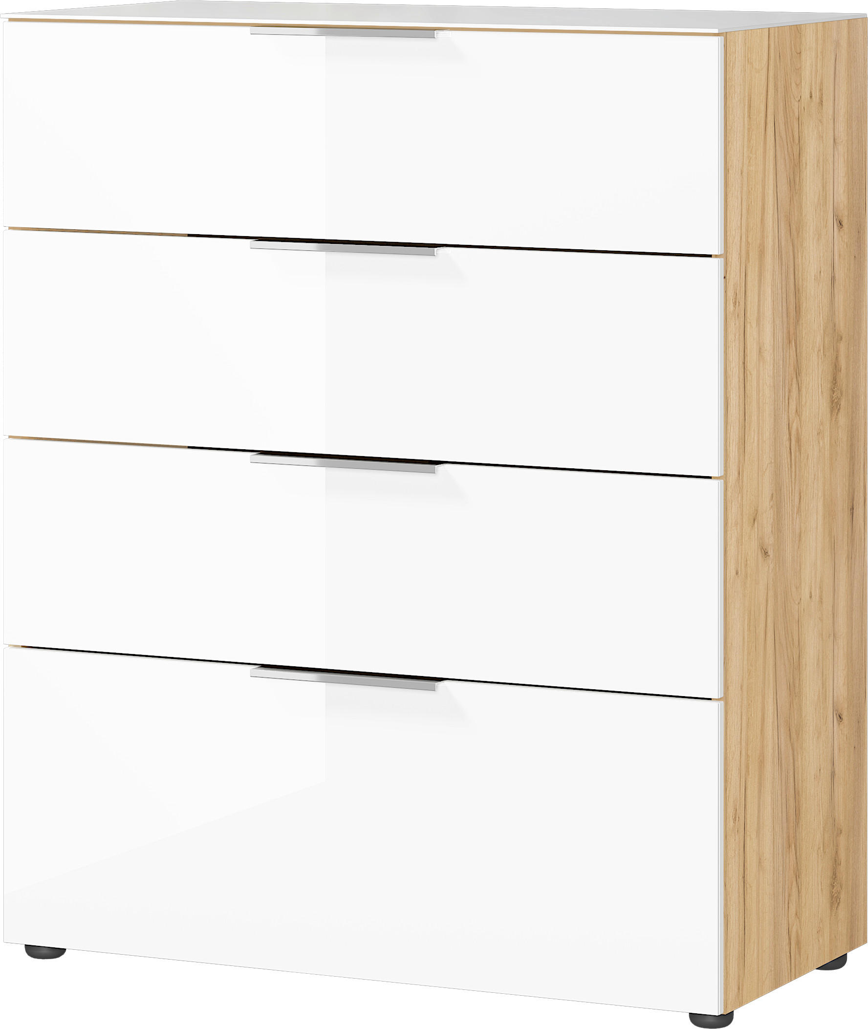 KOMÓD 83/102/42 cm  - krómszínű/tölgyfa színű, Modern, műanyag/faalapú anyag (83/102/42cm) - Premium Living